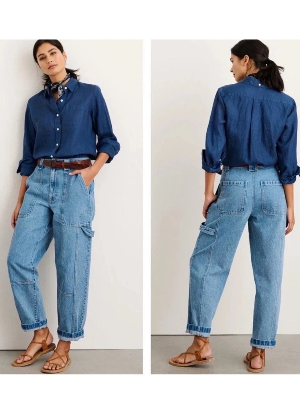 Alex Mill Phoebe Carpenter Tapered Leg Utility Jeans Vintage Wash Denim Size 27